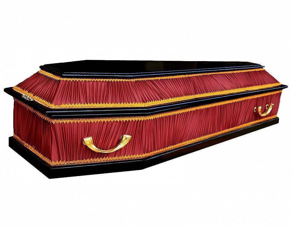 Шестигранный гроб атлас-гофре бордо
