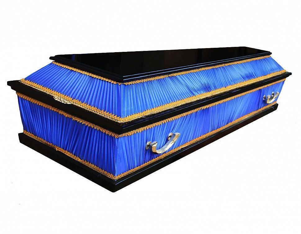 Четырехгранный гроб атлас-гофре синий