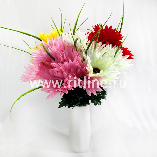 Букет гербер "FITTONE", 7г., выс. 50см, цв.микс Букет гербер "FITTONE", 7г., выс. 50см, цв.микс