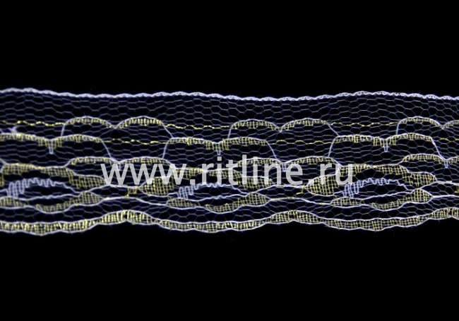 Кружево разрывное белое с золотом, шир. 6,4 см (под польское) FITTONE