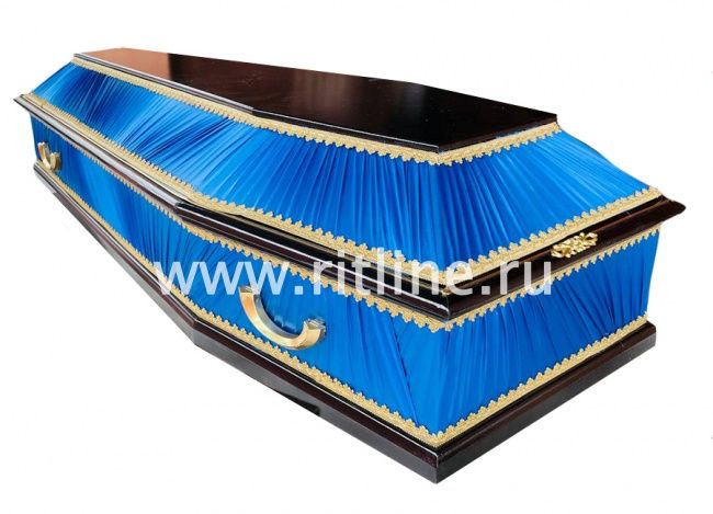 Гроб комбинированный 6-ти гранник, размер 170см, цв.синий-гофре