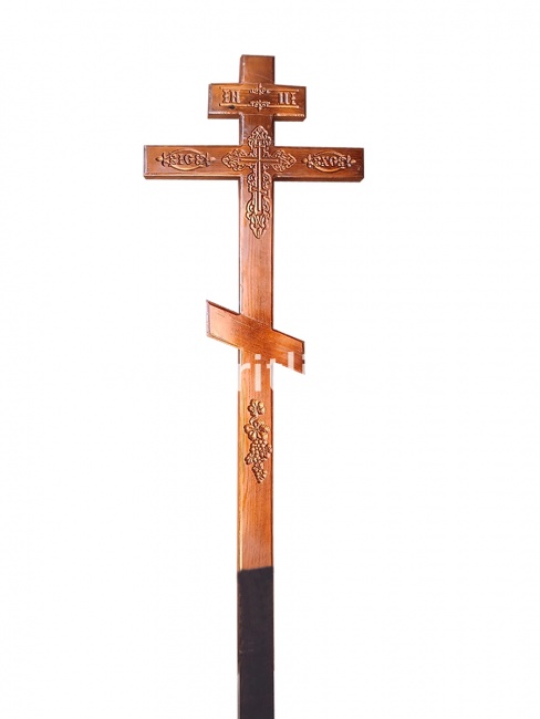 Крест сосновый (темный) надпись INЦI крест ажурный, резной, морилка (210х9х4) "MOREFIX"
