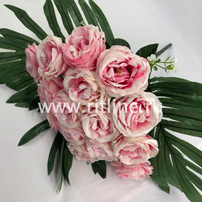 Букет роз с белыми цветами и зеленью "FITTONE", 15г., выс. 40см, цв.микс