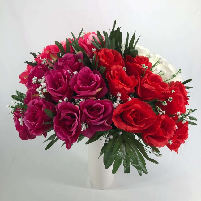 Букет роз с листвой "FITTONE", 9г, выс. 41см, цв.микс