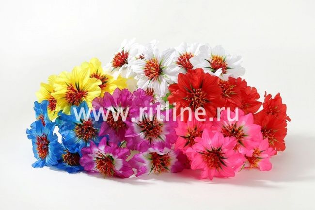 Букет георгинов "FITTONE", 6г., выс. 38см, шелк, цв.микс