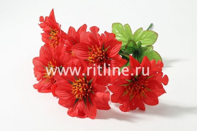 Букет георгинов "FITTONE", 6г., выс. 38см, шелк, цв.микс