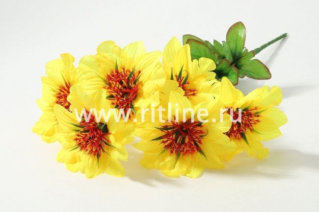 Букет георгинов "FITTONE", 6г., выс. 38см, шелк, цв.микс