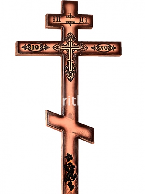 Крест сосновый (двухцветный) надпись INЦI крест ажурный, резной, чернение (210х9х4) "MOREFIX"