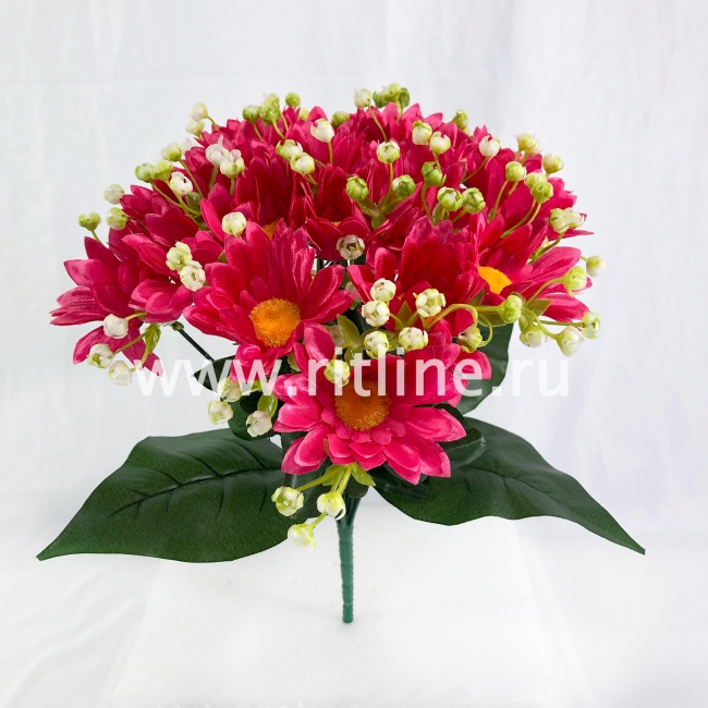 Букет хризантем с ландышами "FITTONE", 18г., выс. 36см, цв.микс