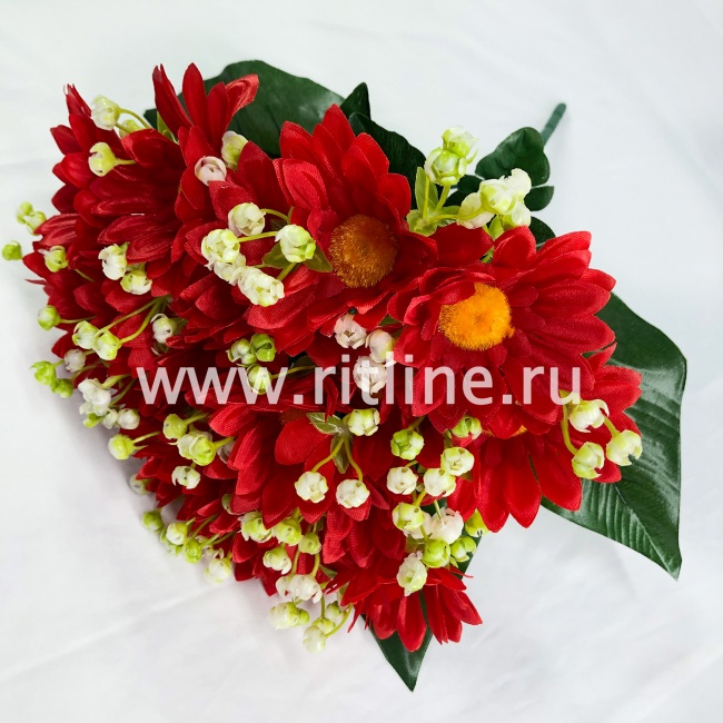 Букет хризантем с ландышами "FITTONE", 18г., выс. 36см, цв.микс