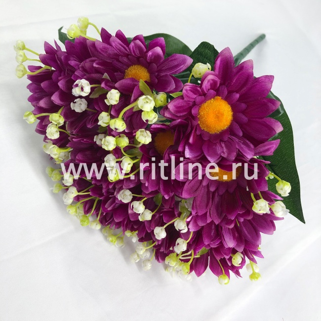 Букет хризантем с ландышами "FITTONE", 18г., выс. 36см, цв.микс