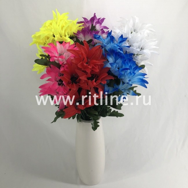 Букет георгинов "FITTONE", 6г, выс. 45см, шелк, цв.микс