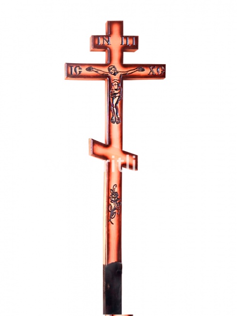 Крест сосновый (двухцветный) надпись INЦI распятие, роза (210х9х4) "MOREFIX"
