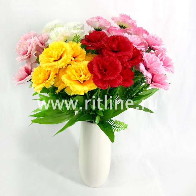 Букет гвоздик, 7г., выс. 35 см, цв. микс FITTONE Букет гвоздик, 7г., выс. 35 см, цв. микс FITTONE