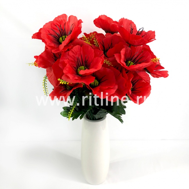 Букет маков, 7г, выс. 48 см, цв. красный FITTONE
