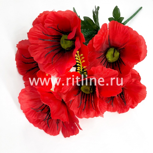 Букет маков, 7г, выс. 48 см, цв. красный FITTONE