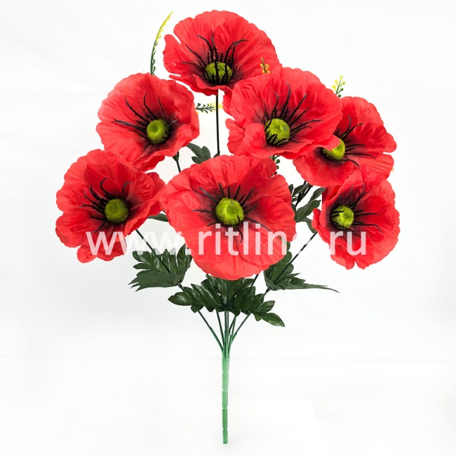 Букет маков, 7г, выс. 48 см, цв. красный FITTONE