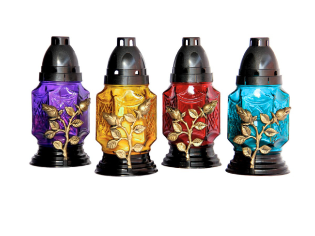 Лампада стеклянная с орнаментом (180х80, крышка пластик, цв. микс) FITTONE