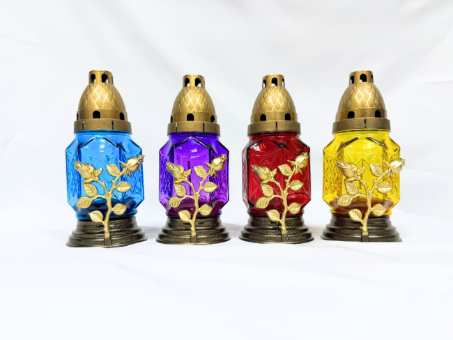 Лампада стеклянная с орнаментом (180х80, крышка пластик, цв. микс) FITTONE