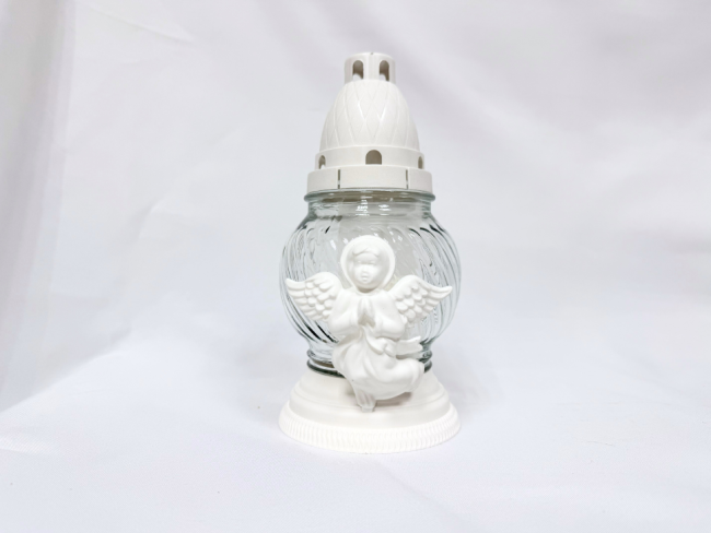 Лампада стеклянная с орнаментом (210х110, крышка пластик, цв. прозрачный) FITTONE