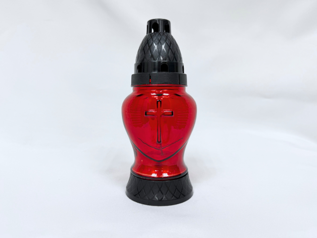 Лампада стеклянная (185х80, крышка пластик, цв. красный) FITTONE