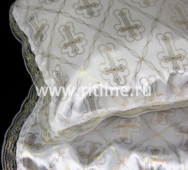 Комплект КАК (Н+П) (атлас с накатом "Крест" золото, кружево)
