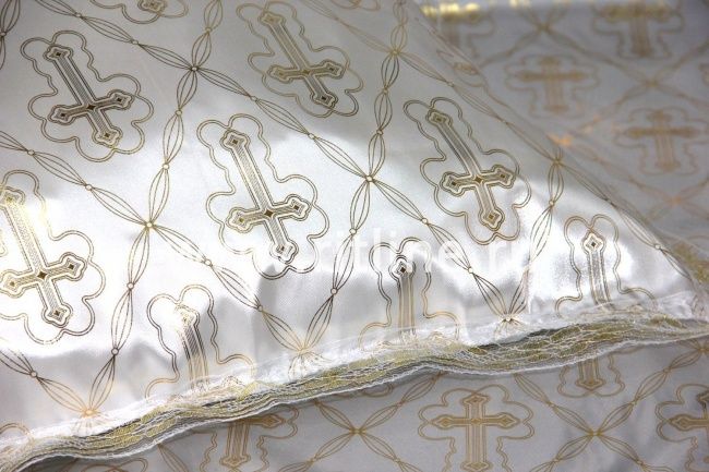 Комплект КАК (Н+П) (атлас с накатом "Крест" золото, кружево)