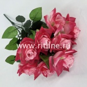 Букет роз с листьями "FITTONE", 9г, выс. 59см, шелк, цв.микс