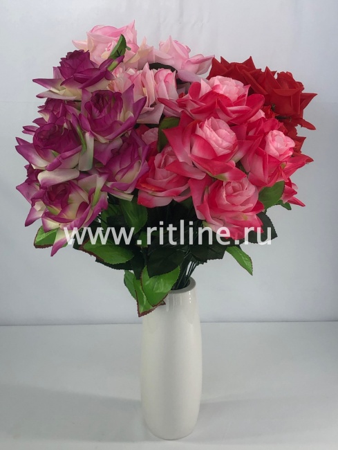 Букет роз с листьями "FITTONE", 9г, выс. 59см, шелк, цв.микс Букет роз с листьями "FITTONE", 9г, выс. 59см, шелк, цв.микс