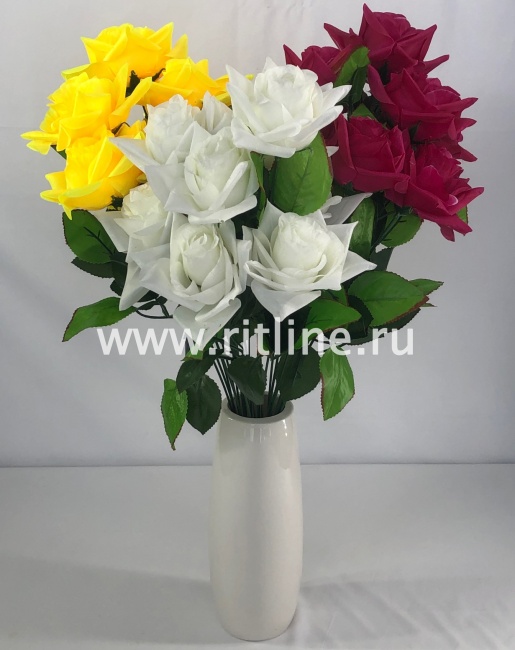 Букет роз с листьями "FITTONE", 9г, выс. 59см, шелк, цв.микс Букет роз с листьями "FITTONE", 9г, выс. 59см, шелк, цв.микс