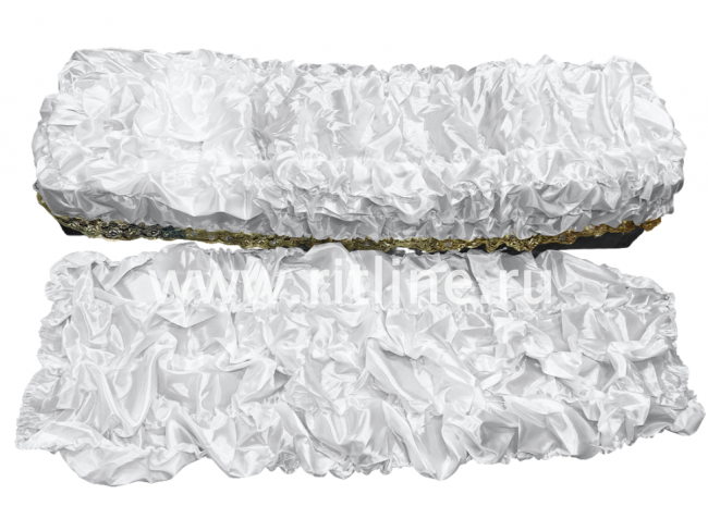 Обивка внутренняя атласная с кружевом, цв. белый FITTONE