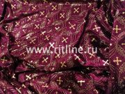 Бархат стрейч FITTONE с золотым накатом "объемный крест", ширина 1,5 м Бархат стрейч FITTONE с золотым накатом "объемный крест", ширина 1,5 м