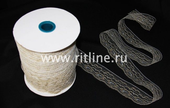 Кружево белое с золотом "FITTONE", шир.4,6 см (под польское) "лайт"