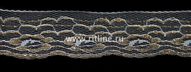 Кружево белое с золотом "FITTONE", шир.4,6 см (под польское) "лайт"