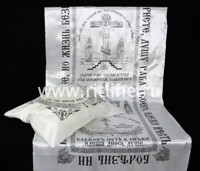 Комплект КАП (Н+П) с ч/б печатью атлас 185*75 см, цв. белый "KROMA"