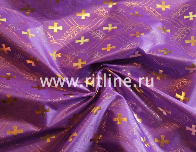 Шелк блестящий Fittone с золотым накатом "крестик", ширина 1,5 м