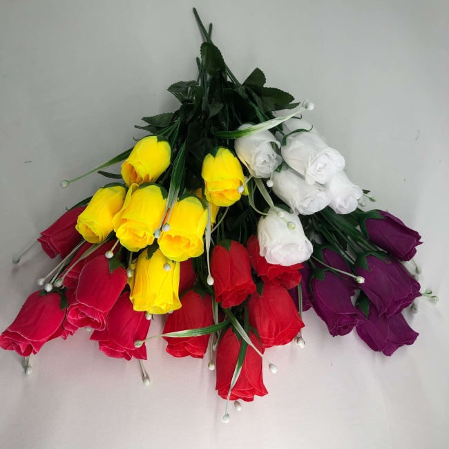 Букет бутонов роз "Fittone", 7г, выс.40, хлопок, цв.микс