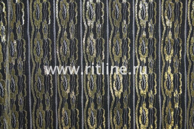 Гипюровое полотно разрывное на 6,4 см белое с золотом, (под польское) FITTONE