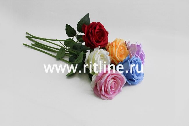 Роза одиночная из микрофибры с пенопластом "FITTONE", выс.50см, диам.10см, цв.микс