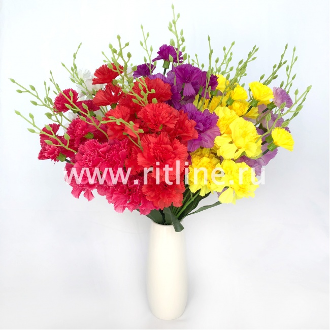 Букет гвоздик "FITTONE", 15г, выс. 48см, атлас, цв.микс Букет гвоздик "FITTONE", 15г, выс. 48см, атлас, цв.микс