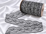 Кружево черное с серебром, шир. 6,4 см (под польское) FITTONE