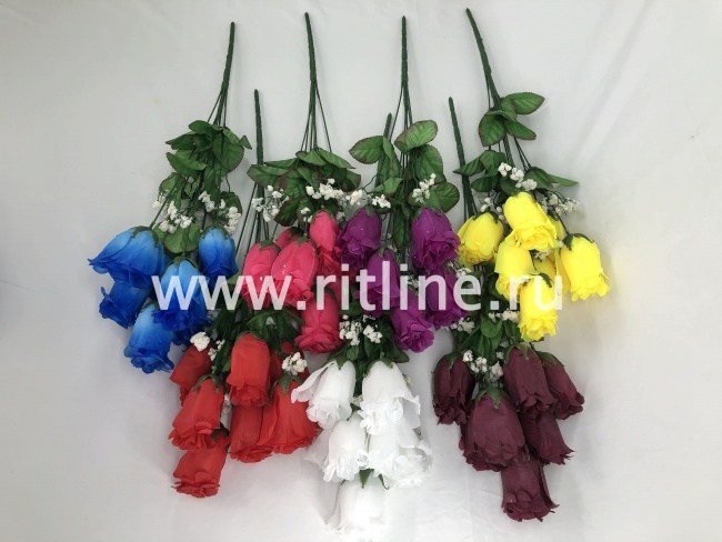 Букет бутонов роз "Fittone", 7г, выс.52, цв.микс