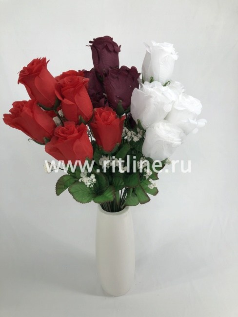 Букет бутонов роз "Fittone", 7г, выс.52, цв.микс