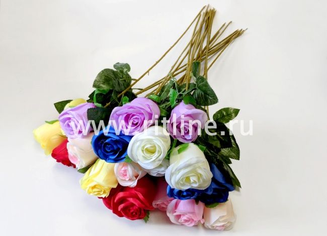 Роза одиночная бутоном, выс. 62 см, плотный атлас, цв. микс FITTONE