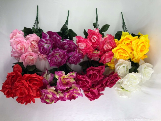 Букет роз "FITTONE", 9г, выс. 49см, шелк, цв.микс