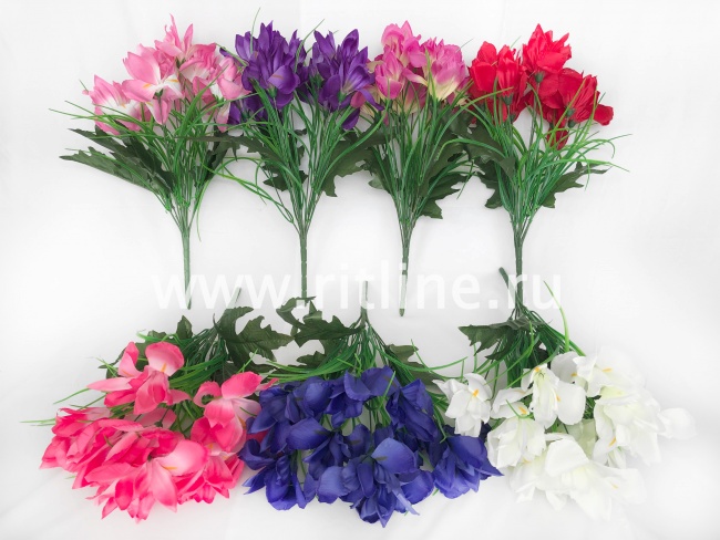 Букет ирисов с травкой "FITTONE", 11г., выс. 50см, атлас, цв.микс Букет ирисов с травкой "FITTONE", 11г., выс. 50см, атлас, цв.микс