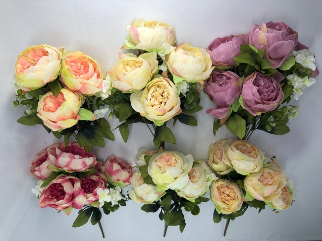 Букет пионов "FITTONE", 9г., выс. 47см, цв.микс