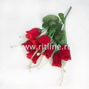 Букет роз, 7г., выс. 34 см, бархат, цв. красный FITTONE Букет роз, 7г., выс. 34 см, бархат, цв. красный FITTONE