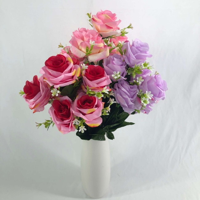 Букет роз с белыми цветами "FITTONE", 9г, выс. 47см, цв.микс