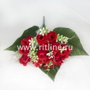 Букет роз с белыми цветами "FITTONE", 18г., выс. 40см, бархат, цв.красный Букет роз с белыми цветами "FITTONE", 18г., выс. 40см, бархат, цв.красный